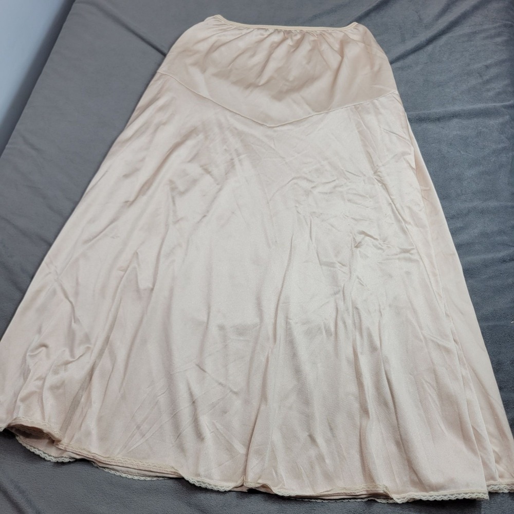 Vintage Vassarette Beige Satin Half Slip Skirt Womens Medium Silky Comfort Midi